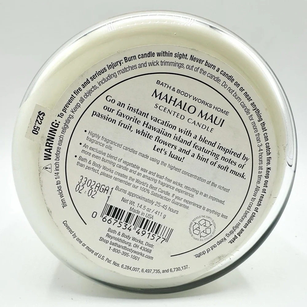 Bath & Body Works 3 Wick Candle 14.5oz Mahalo Maui Mai Tai Sunsets HTF